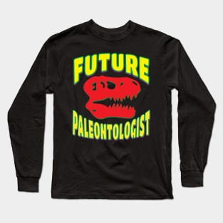 Future Paleontologist T rex Dinosaur Red Skull Long Sleeve T-Shirt